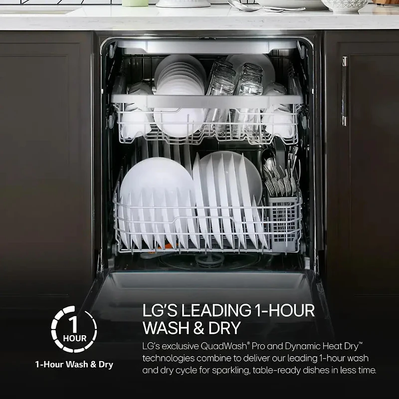 46 dBA Black Stainless Top Control Built-In Smart Dishwasher