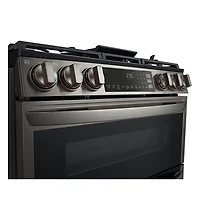 5.9 Cu. Ft. Black Stainless Slide-In Double Oven Gas Range