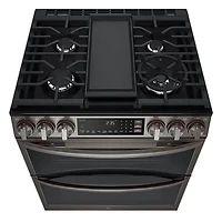 5.9 Cu. Ft. Black Stainless Slide-In Double Oven Gas Range