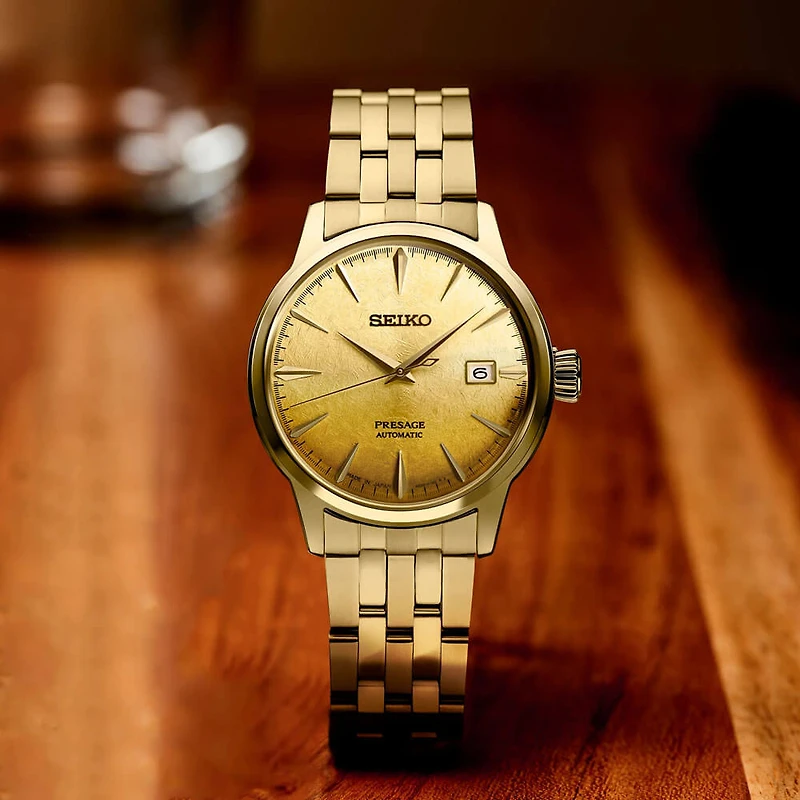 Presage Cocktail Time Beer Julep Automatic Watch - Gold Stainless/Gold