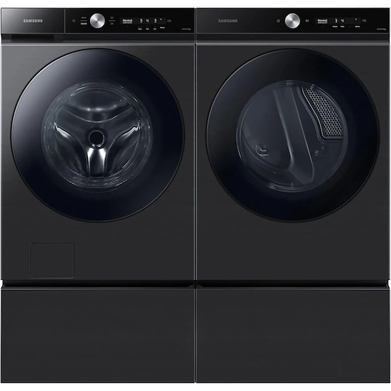 27 inch Bespoke Brushed Black Laundry Pedestal with Storage Drawer