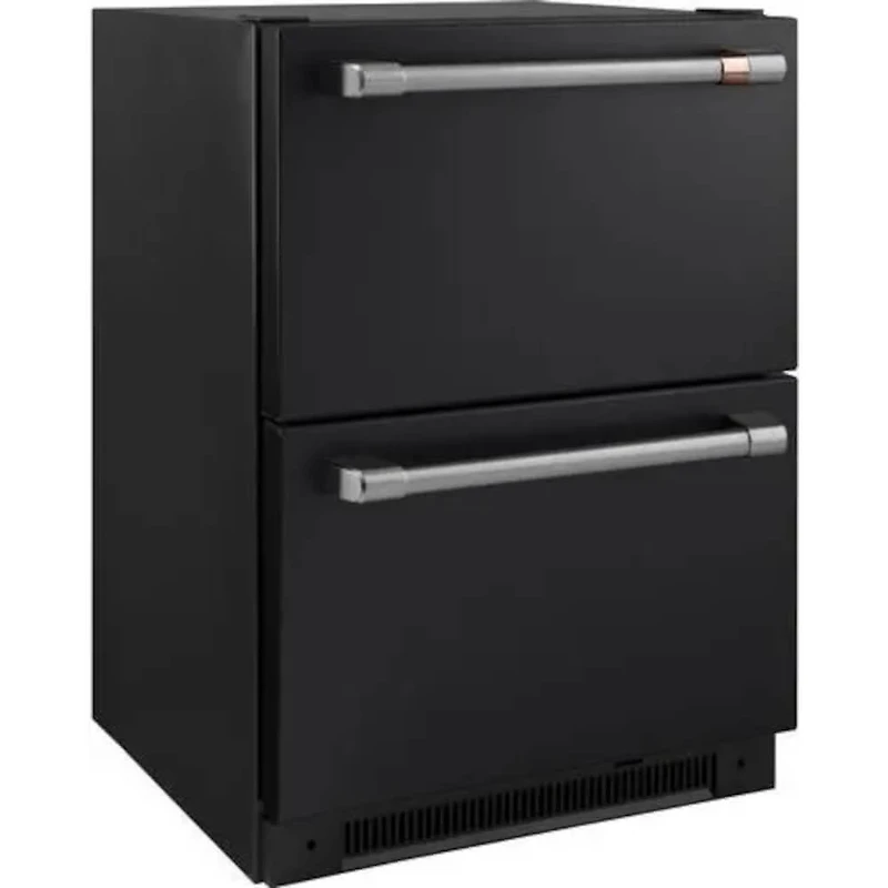 5.7 Cu. Ft. Matte Black with Brushed Stainless Handles 2-Door Dual Drawer Refrigerator