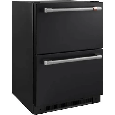 5.7 Cu. Ft. Matte Black with Brushed Stainless Handles 2-Door Dual Drawer Refrigerator