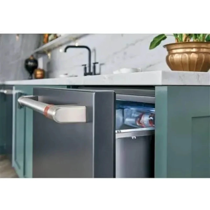 5.7 Cu. Ft. Matte Black with Brushed Stainless Handles 2-Door Dual Drawer Refrigerator