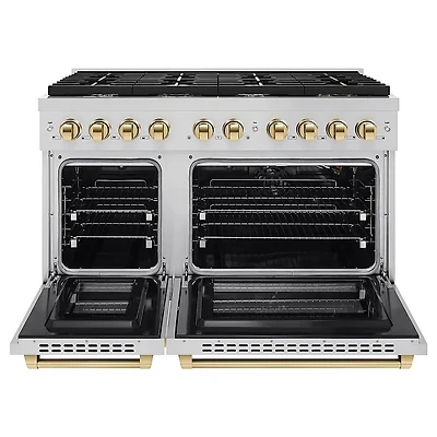6.7 Cu. Ft. Stainless Freestanding Gas Range with Polished Gold Accents