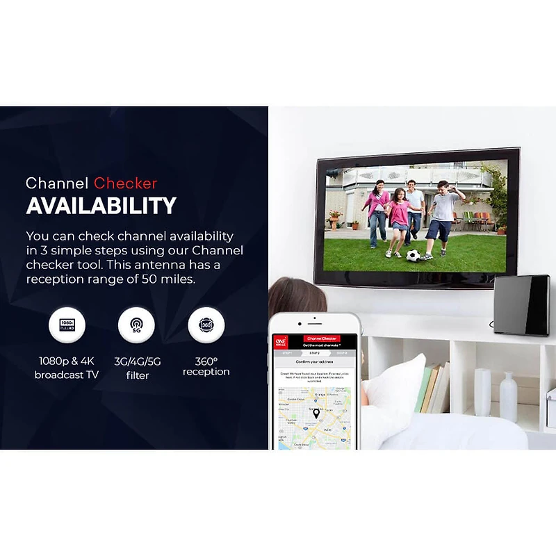 Amplified Indoor Flat HDTV Antenna