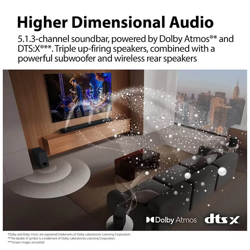 Home Theater Soundbar 5.1.3 Channel with Rear Speakers and WOW Orchestra