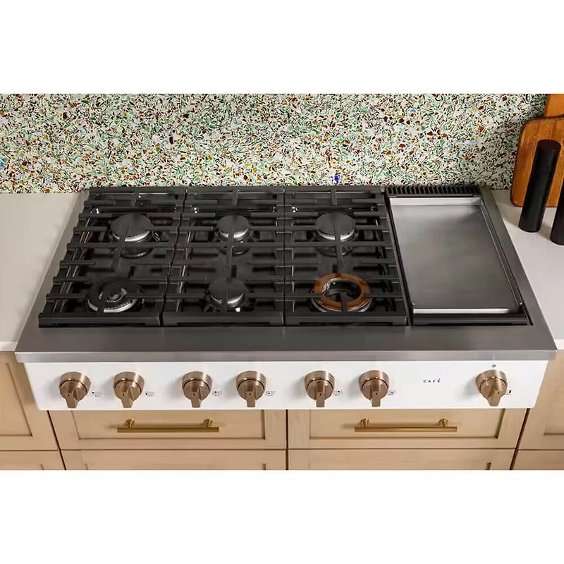 48 inch White 6 Burner Gas Cooktop