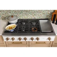48 inch White 6 Burner Gas Cooktop