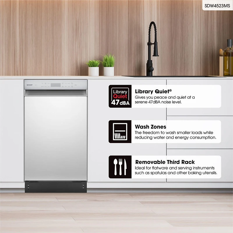 47 dBA Stainless Front Control Dishwasher