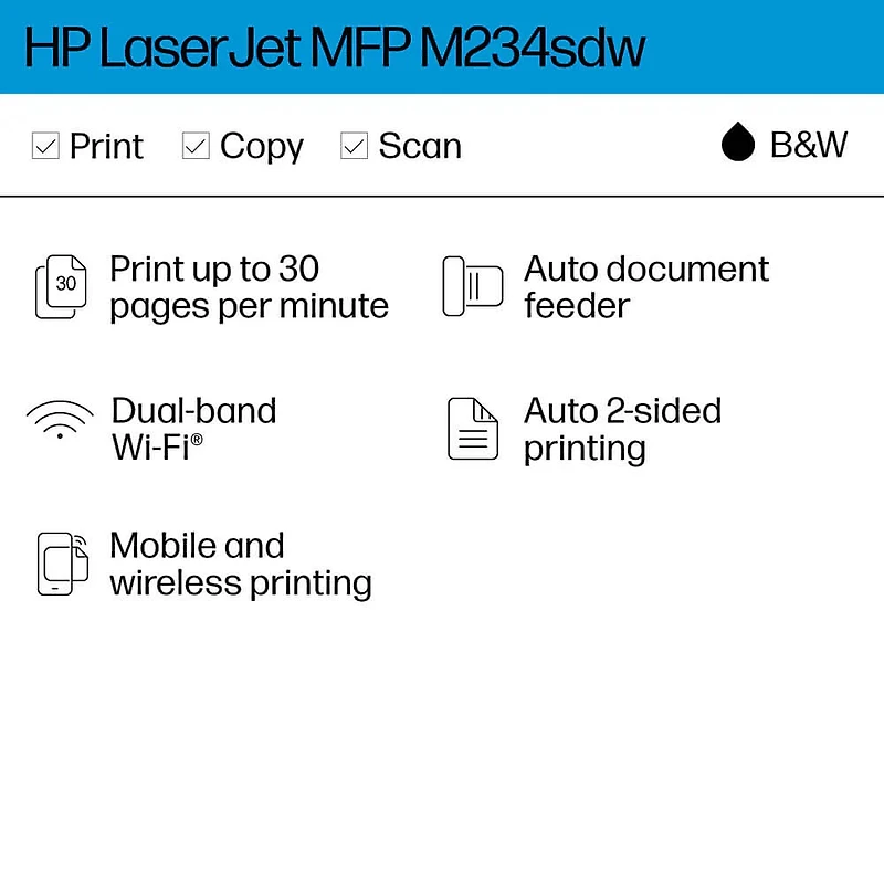 LaserJet MFP Wireless Black and White Multifunction Printer