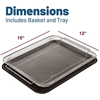 12” Stainless Air Fry Basket with Tray - Black