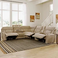 Dalton 6 Piece Powered Reclining Sectional - Lucky Fawn