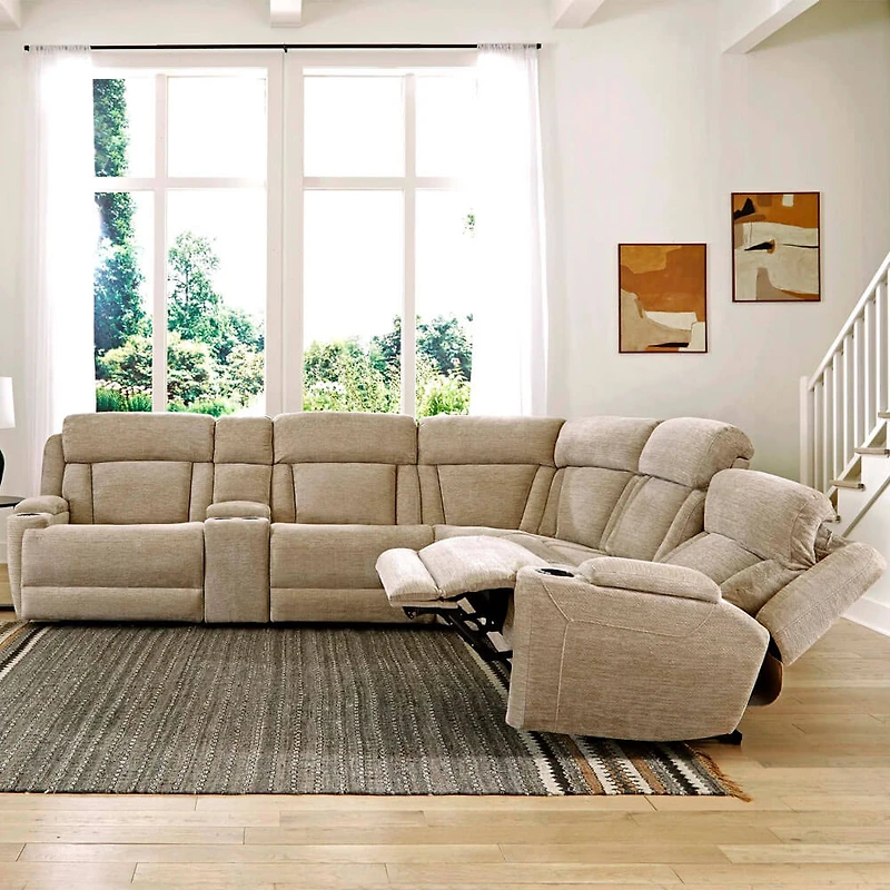 Dalton 6 Piece Powered Reclining Sectional - Lucky Fawn