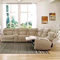 Dalton 6 Piece Powered Reclining Sectional - Lucky Fawn