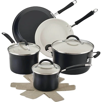10-Piece Cucina Ceramic Nonstick Cookware Set - Peppercorn