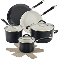10-Piece Cucina Ceramic Nonstick Cookware Set - Peppercorn