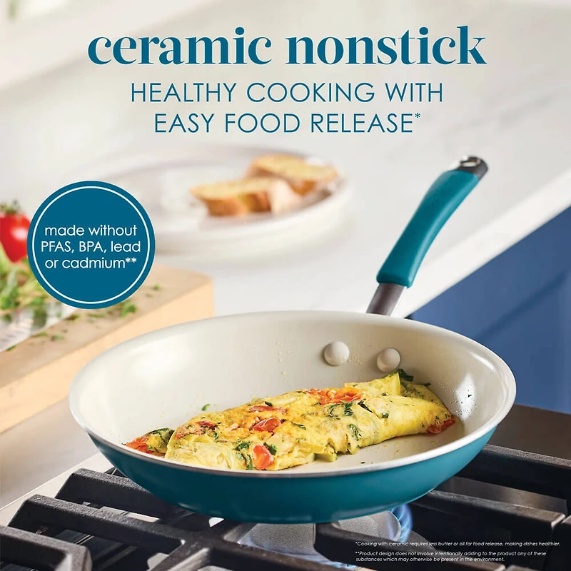 10-Piece Cucina Ceramic Nonstick Cookware Set - Marine Blue