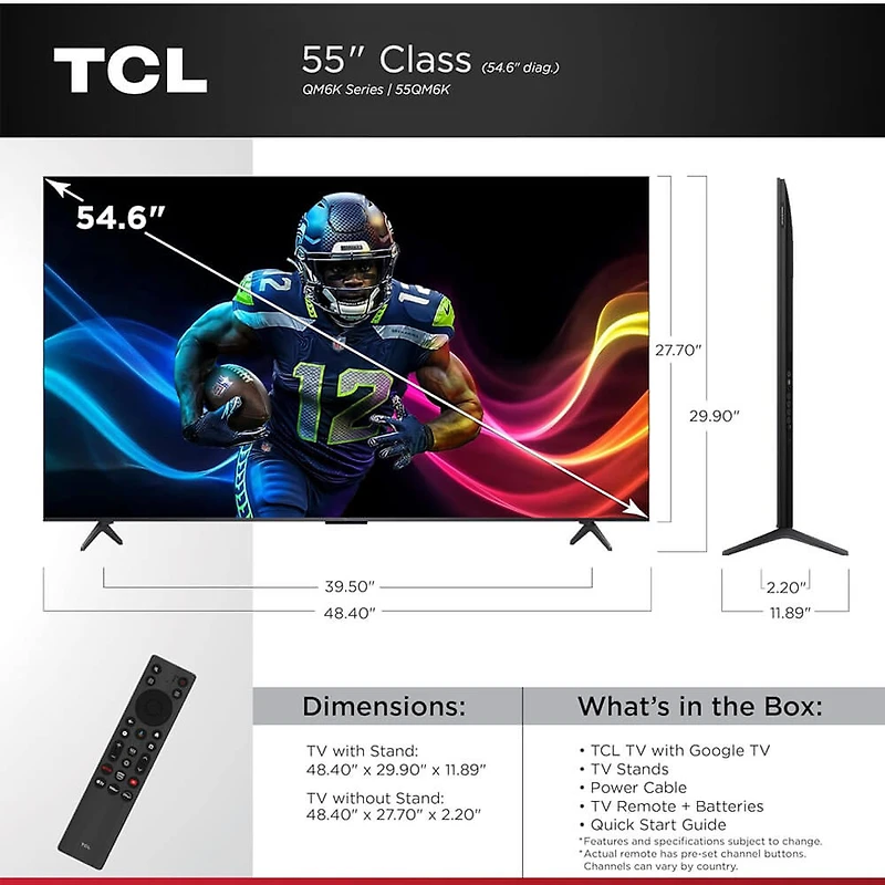 inch Class 4K UHD QD-Mini LED QLED Google TV