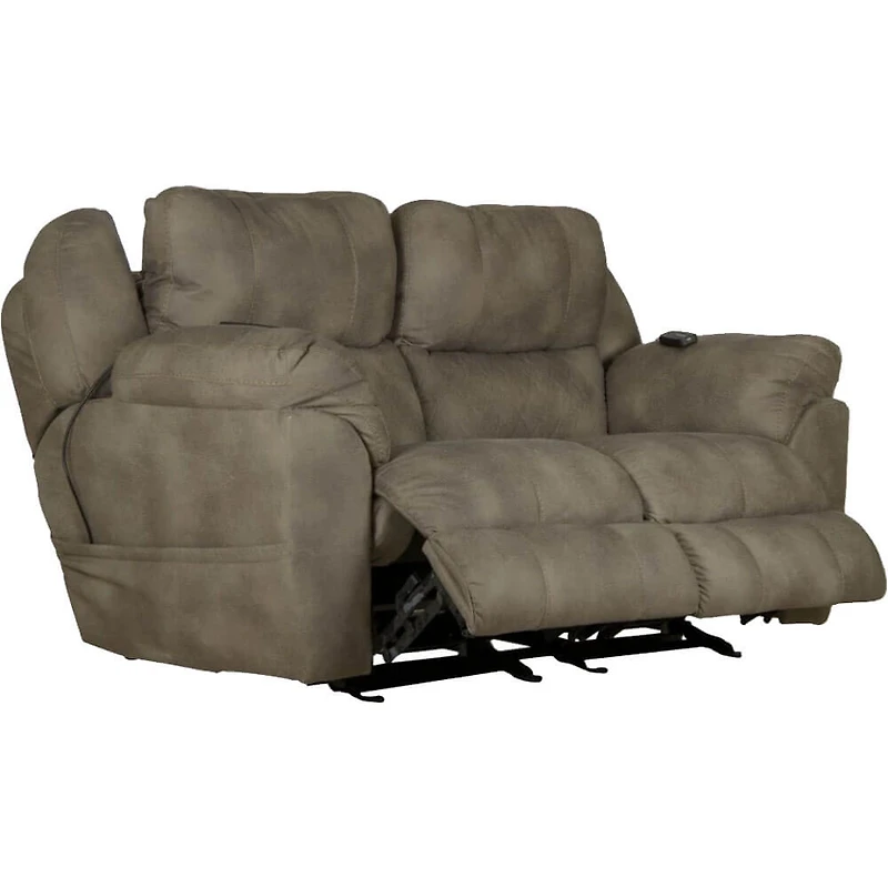 Flynn Powered Lay Flat Reclining Loveseat With Heat and Massage - Fig
