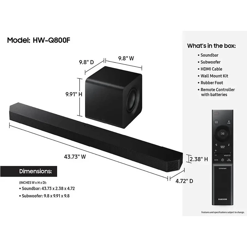 5.1.2 Channel Q-Series Dolby Atmos Soundbar with Subwoofer