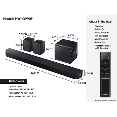 11.1.4 Channel Q-Series Soundbar with Subwoofer and Rear Speakers