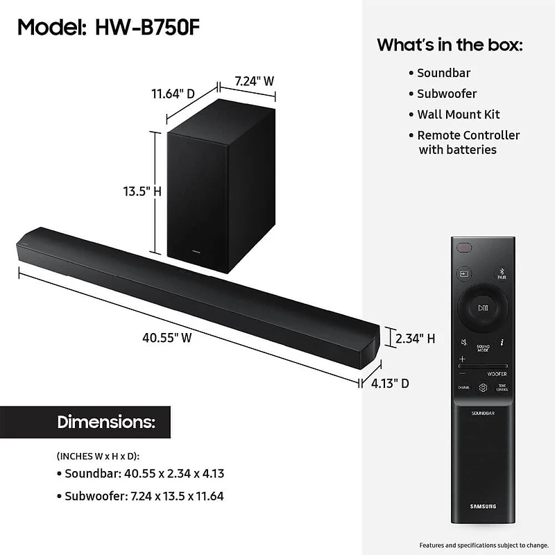 5.1 Ch. B-Series Soundbar with Wireless Subwoofer