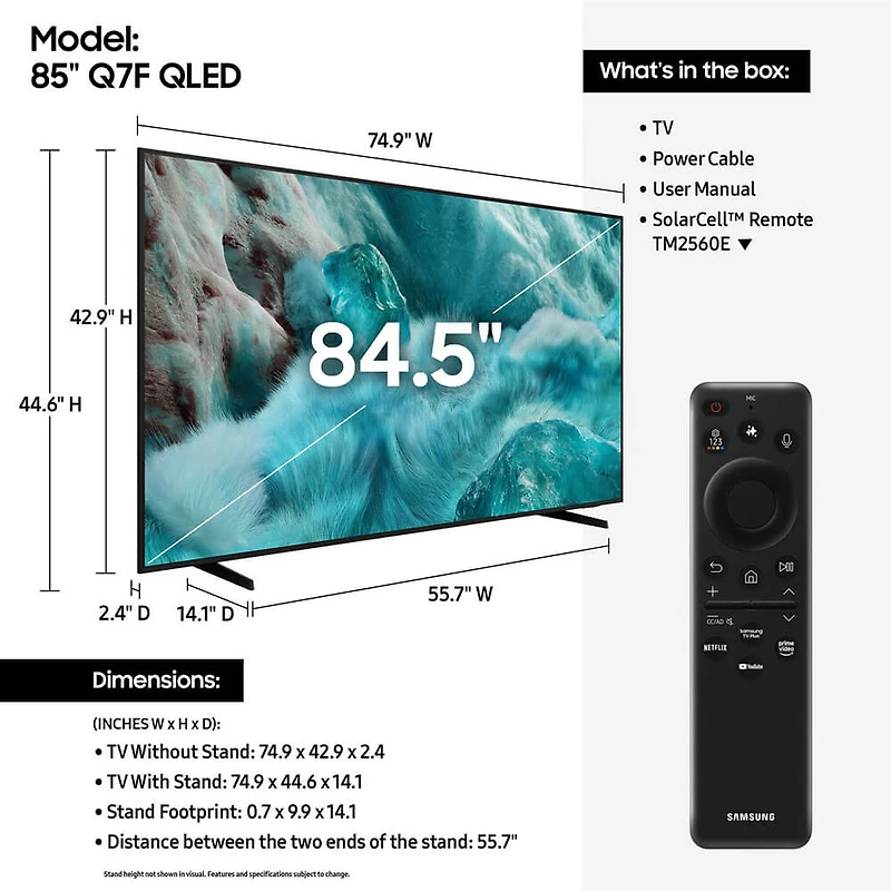 85 inch Class QN7F Series QLED 4K UHD Vision AI Smart TV