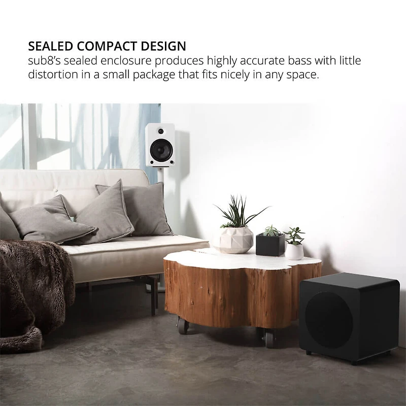 8 inch Sealed Powered Subwoofer - Black