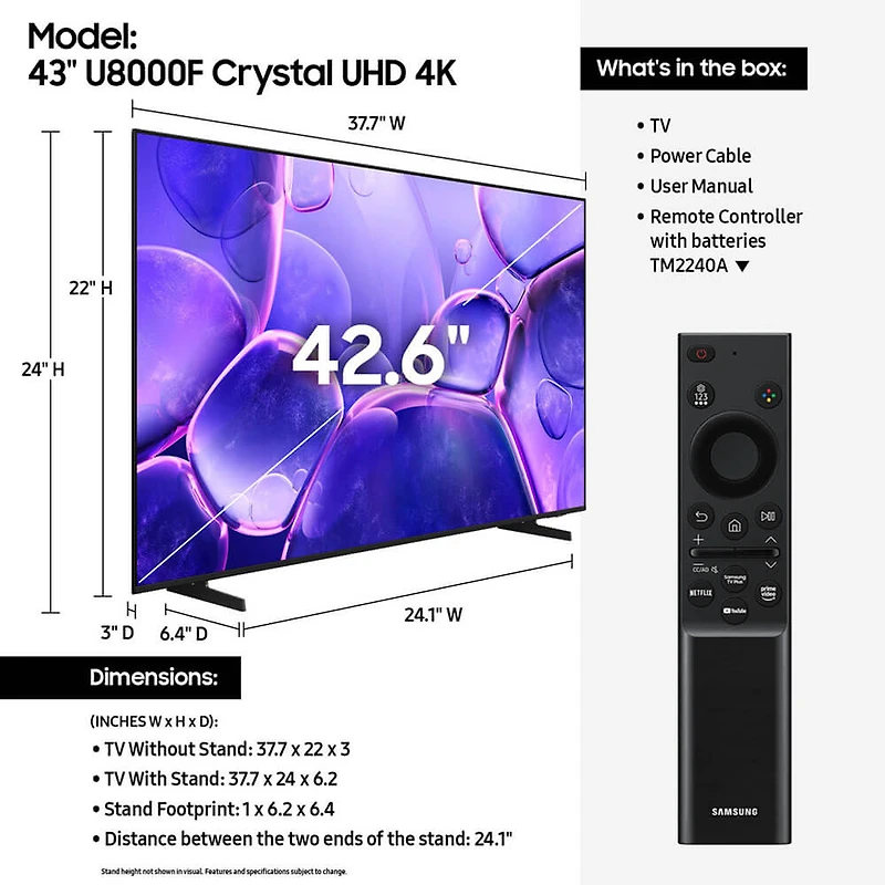 inch Class U8000F Series Crystal 4K UHD Smart TV
