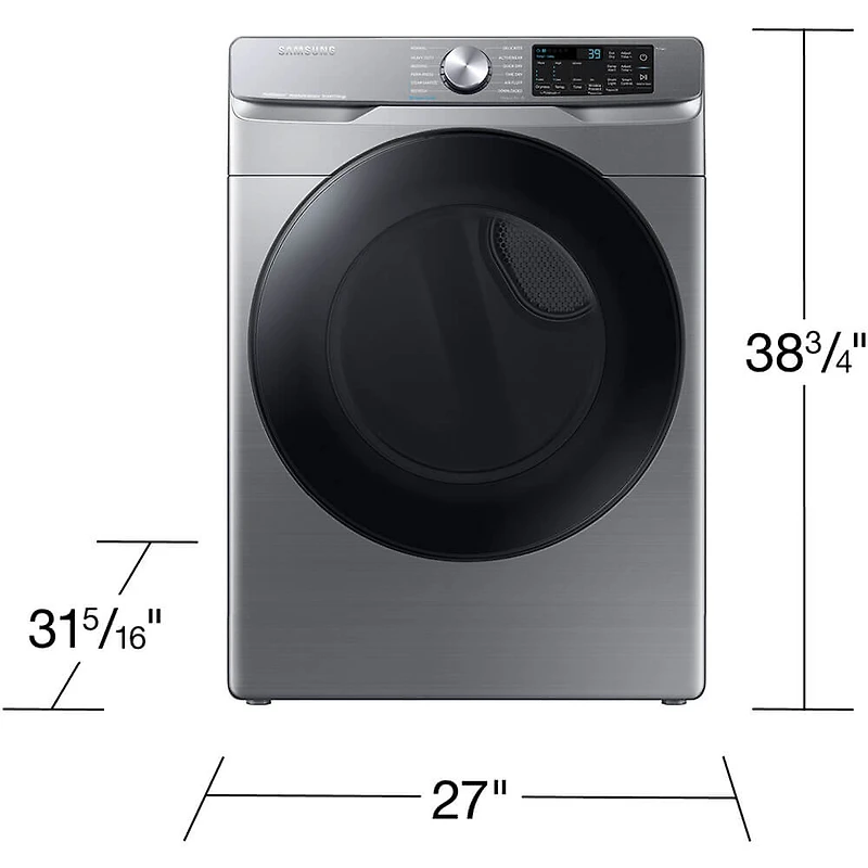 7.5 Cu. Ft. Platinum Front Load Smart Electric Dryer