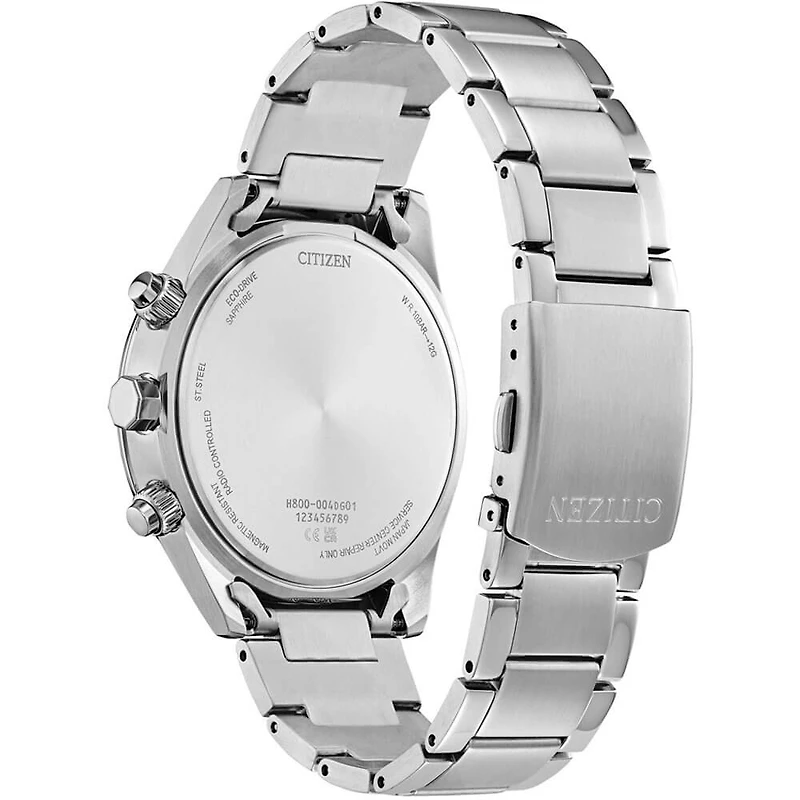 Sport Luxury Atomic Time Keeping Collection Solar Chronograph Watch - Stainless/Light Blue - OPEN BOX