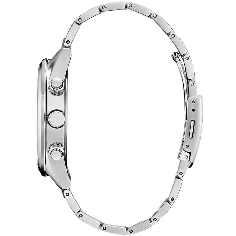 Sport Luxury Atomic Time Keeping Collection Solar Chronograph Watch - Stainless/Light Blue - OPEN BOX