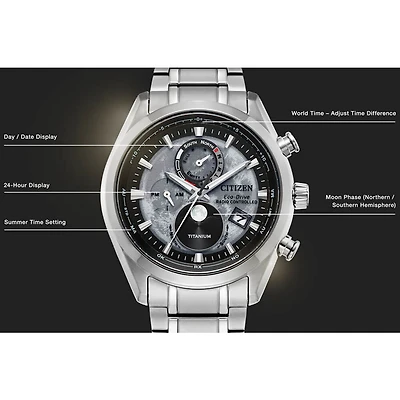Atomic Time Keeping Tsuki-Yomi A-T Collection Eco-Drive Watch - Stainless
