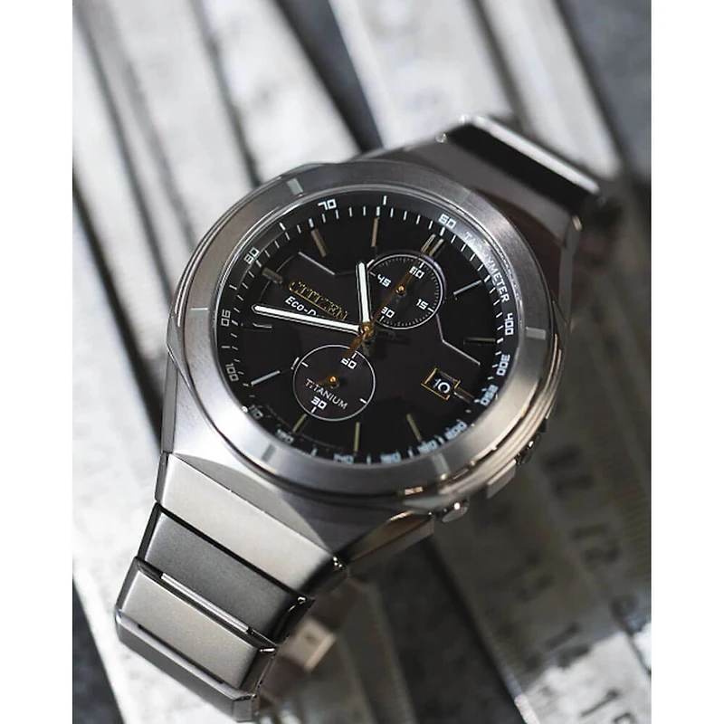 Super Titanium Armor Collection Solar Chronograph Watch - Two Tone Black/Gold-Tone Accents