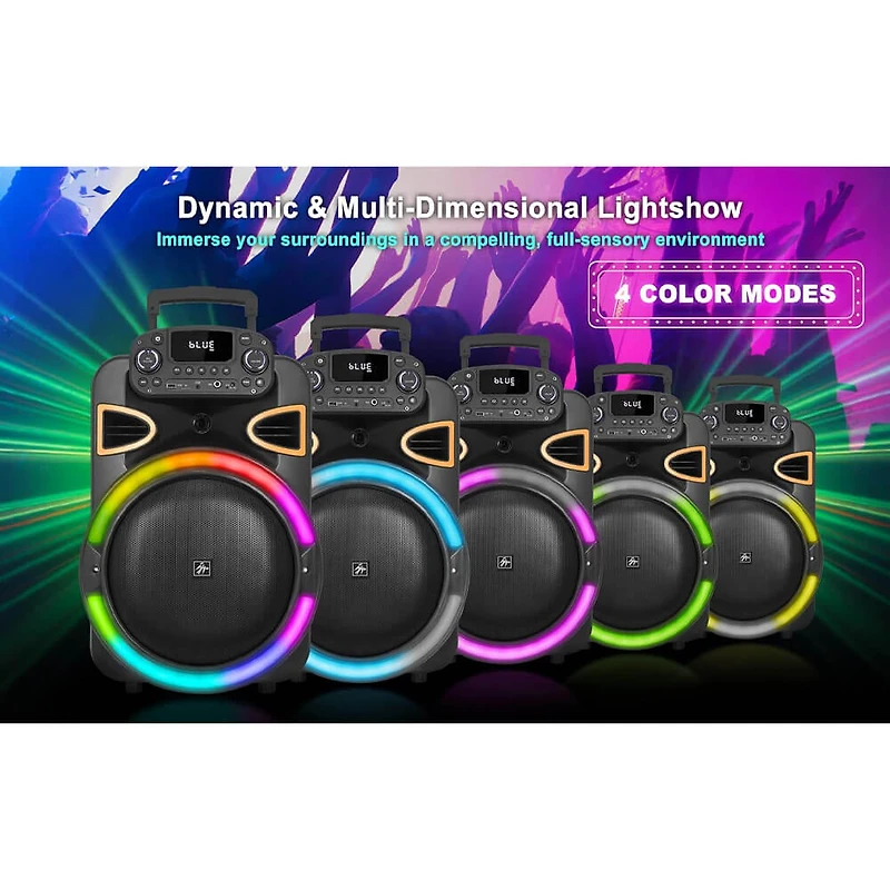 15 inch Portable Bluetooth Party Speaker - Black