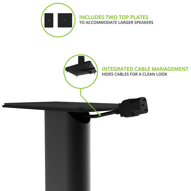 32” Floor Speaker Stands with Security Mounting Screws (Pair) - Black