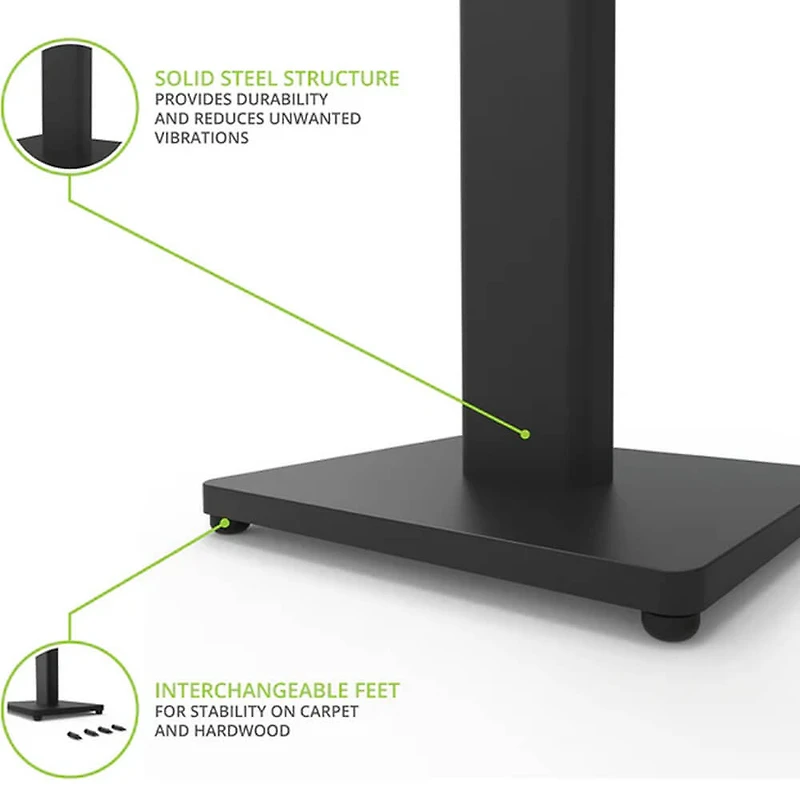 28 inch Universal Bookshelf Speaker Floor Stand (Pair) - Black