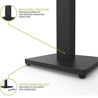 28 inch Universal Bookshelf Speaker Floor Stand (Pair) - Black