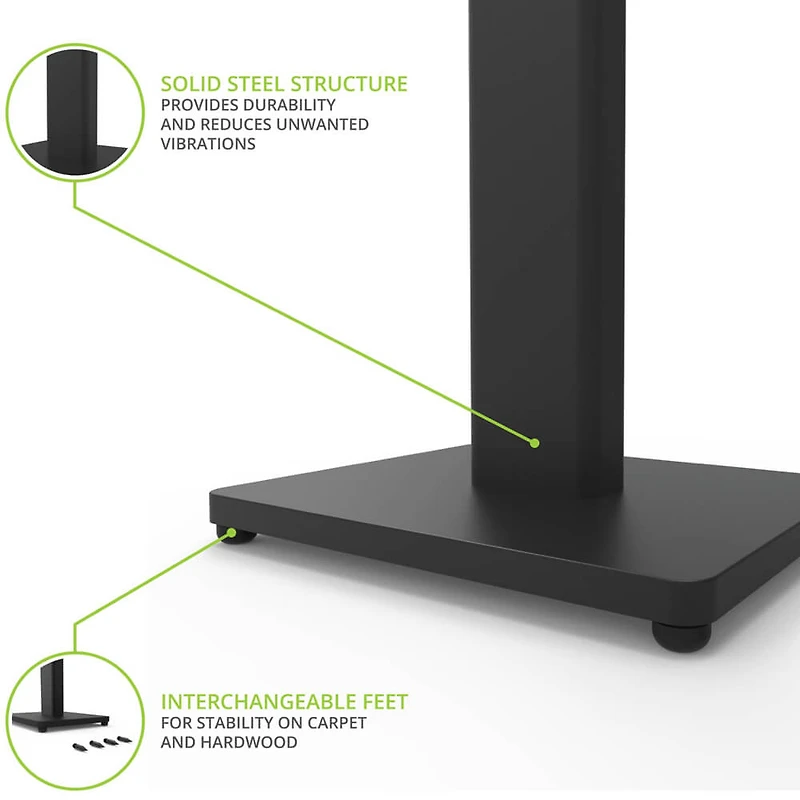 34 inch Universal Bookshelf Speaker Floor Stand (Pair) - Black