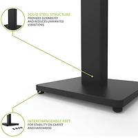 34 inch Universal Bookshelf Speaker Floor Stand (Pair) - Black