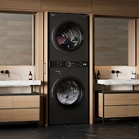 Black Steel 5 Cu. Ft. Washer/7.8 Cu. Ft. Dryer WashTower Electric Stacked Smart Laundry Center