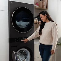 Black Steel 5 Cu. Ft. Washer/7.8 Cu. Ft. Dryer WashTower Electric Stacked Smart Laundry Center