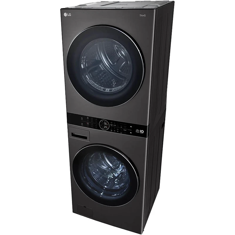 Black Steel 5 Cu. Ft. Washer/7.8 Cu. Ft. Dryer WashTower Electric Stacked Smart Laundry Center