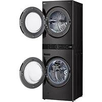 Black Steel 5 Cu. Ft. Washer/7.8 Cu. Ft. Dryer WashTower Electric Stacked Smart Laundry Center