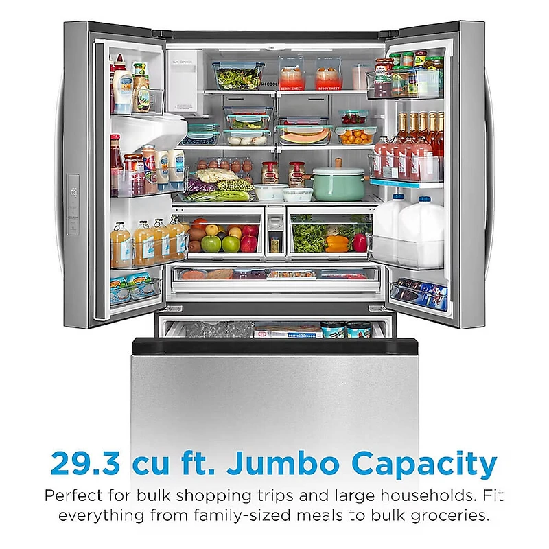 29.3 Cu. Ft. Stainless 3-Door French Door Smart Refrigerator