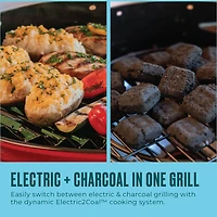 Bistro Pro Electric Grill and Griddle with Charcoal Mode - Red
