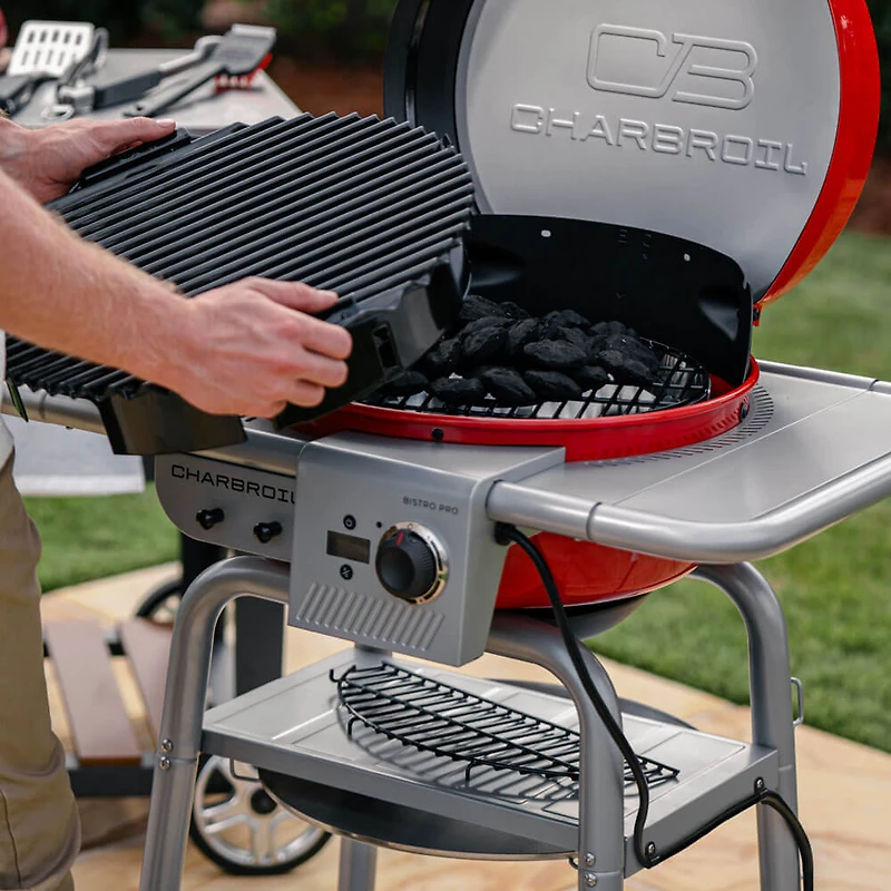 Bistro Pro Electric Grill and Griddle with Charcoal Mode - Red