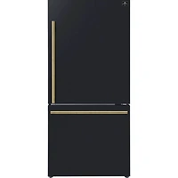 2 Pc. Black Bottom-Freezer Counter-Depth Refrigerator Kitchen Package