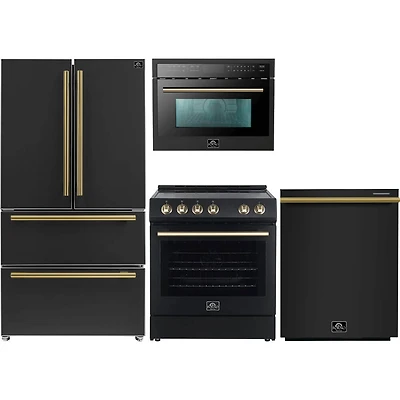 4 Pc. Black French Door Counter Depth Kitchen Package